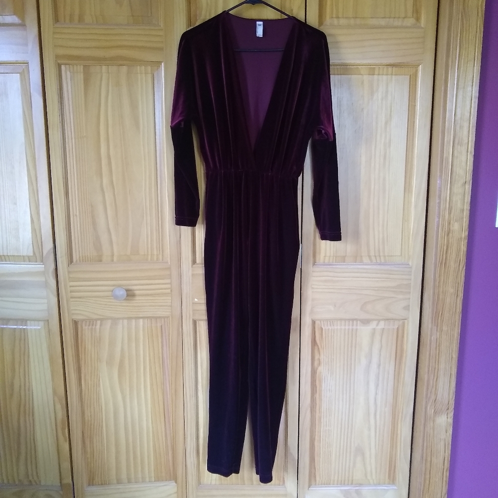 1 Week Sale!! American Apparel wine-red velour romper/jumpsuit